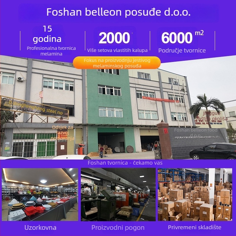 Melaminski hotelski set posuđa, četiri dijela, završni glazirani premaz, Belien marka, mogućnost tlačenja logotipa