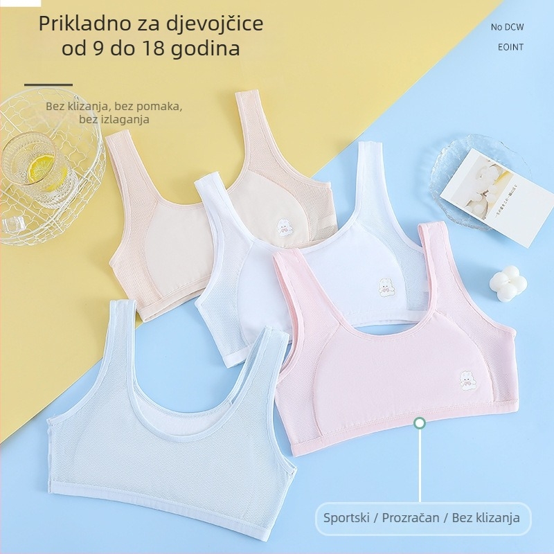 Jiao Baizi pamučni bežični tub-top za tinejdžerice – dvostruki sloj, pune šalice s tankim oblikovanjem, prozračan i udoban (ljeto 2024)