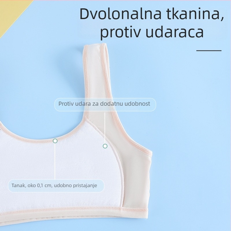 Jiao Baizi pamučni bežični tub-top za tinejdžerice – dvostruki sloj, pune šalice s tankim oblikovanjem, prozračan i udoban (ljeto 2024)