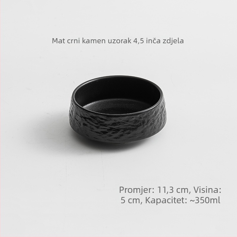 Duboka porculanska tanjura, japanskog stila, snježna glazura, kružni oblik, mikrovalna sigurna