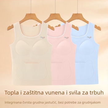 Dječja termalna vesta za zimu s bezšivnim zaštitom trbuha; sastav: 91% poliester, 4,5% elastan, 2,5% viskozna, 1% vuna, 1% svila dudova; za djecu i tinejdžere od 8 godina i više (visina 140 cm i više)