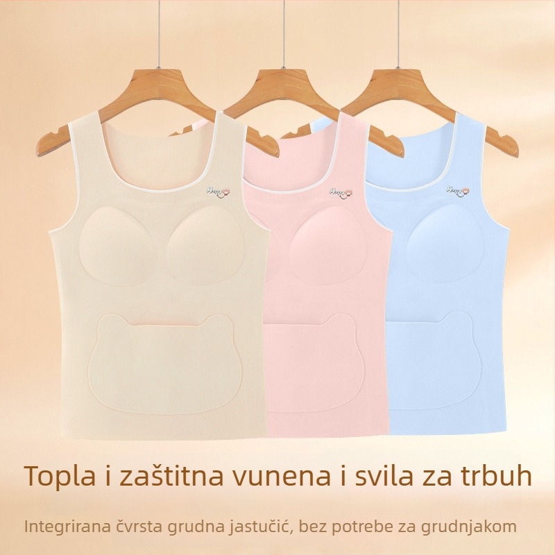 Dječja termalna vesta za zimu s bezšivnim zaštitom trbuha; sastav: 91% poliester, 4,5% elastan, 2,5% viskozna, 1% vuna, 1% svila dudova; za djecu i tinejdžere od 8 godina i više (visina 140 cm i više)