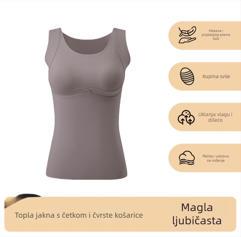 Yuyue majica bez grudnjaka s umetkom, čvrste čaše, dvostrano prebrusen ploč, bez šavova, prozračan poliester s podlogom od Mulberry svile