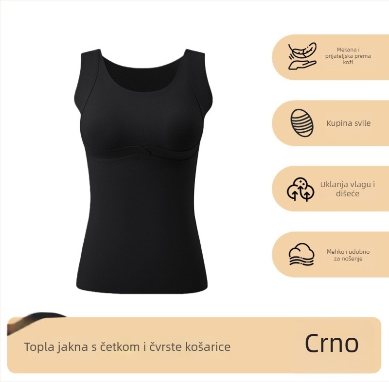 Yuyue majica bez grudnjaka s umetkom, čvrste čaše, dvostrano prebrusen ploč, bez šavova, prozračan poliester s podlogom od Mulberry svile