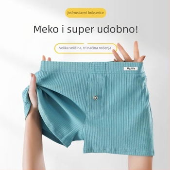 Muške pamučne bokserice, srednje visine struka, pletene, prozračne, jednobojne