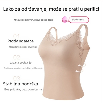 Tank top bez naramenica bez leđa – bezšiven, prozračan; najlon, puna košarica, fiksirane dvostruke naramenice