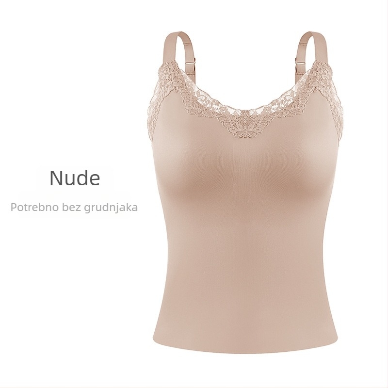 Tank top bez naramenica bez leđa – bezšiven, prozračan; najlon, puna košarica, fiksirane dvostruke naramenice