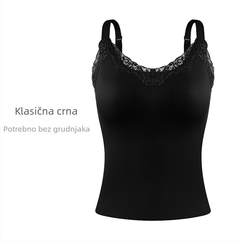 Tank top bez naramenica bez leđa – bezšiven, prozračan; najlon, puna košarica, fiksirane dvostruke naramenice