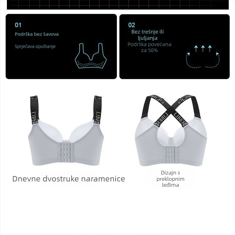 Bez šavnog grudnjaka s oblikovnim učinkom, prozračan, push-up, odvojive dvostruke naramenice