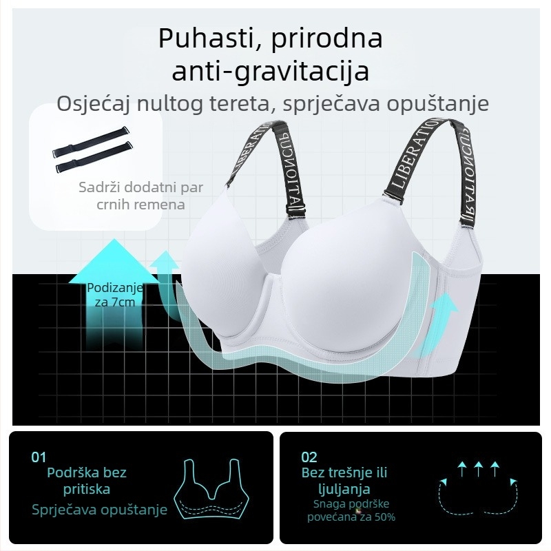 Bez šavnog grudnjaka s oblikovnim učinkom, prozračan, push-up, odvojive dvostruke naramenice