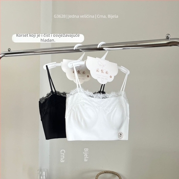 Francuski stil grudnjak-top s čipkom i satinom Ice Silk wrap, tanke košarice, prozračan, lijepa leđa, jednodjelni komad