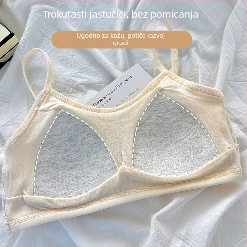 Pamukasti tinejdžerski grudnjak-camisola s tankim oblikovanim trokutastim košaricama, u stilu veste