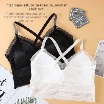 Plus veličina bez naramenica s čipkastim leđima, latex podstava i križne trake