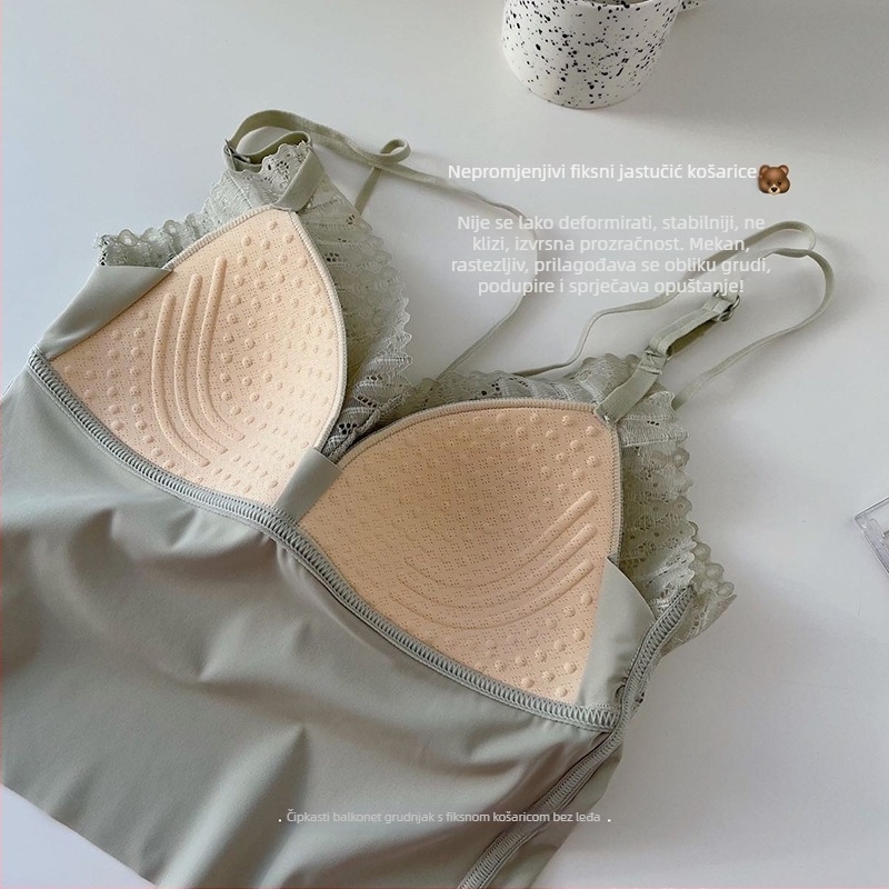 Bezšivni latex grudnjak za žene, bez žice, oblikovane košarice, naramenice Sling-back, prozračan materijal