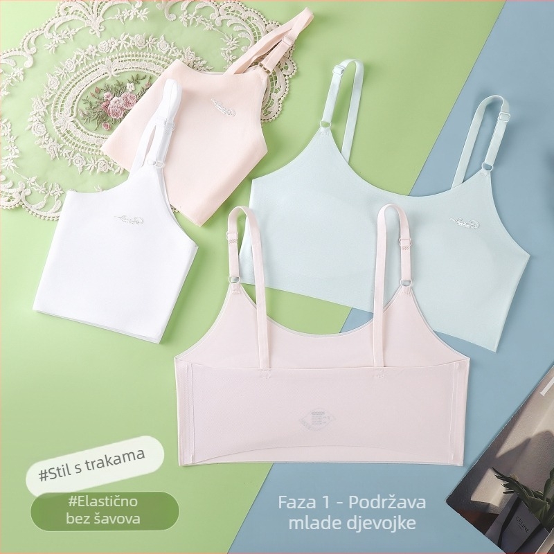 Dječja camisola za djevojčice - najlon, puna šalica, bez kostiju, podesive naramenice, podstava najlonom, prozračna Ice Silk