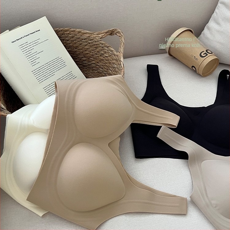 Grudnjak u stilu veste s fiksnim košaricama, bežični, push-up, mekana gel-podrška, lijep stražnji dio