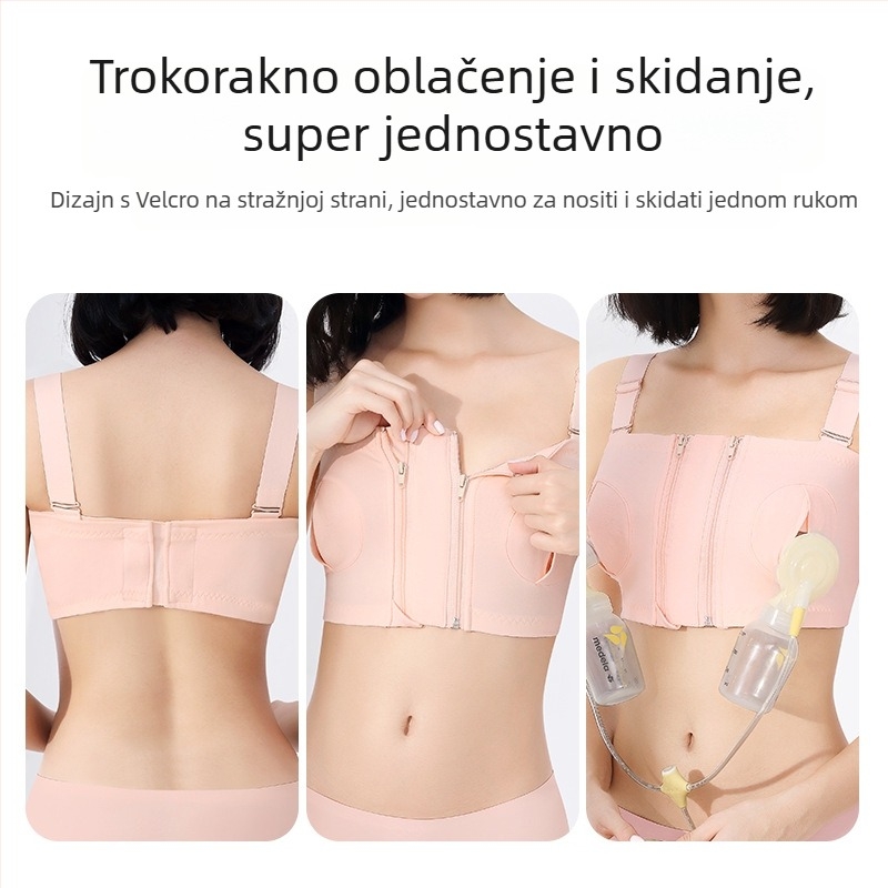 Pamukasti grudnjak za dojenje s prednjim kopčanjem i jednim/dvostrukim zatvaračem, postpartum, odvojivi dvostruki remeni