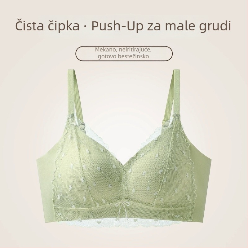Bezkosticna grudnjica s čipkastim rubom, tanke košarice, 3/4 košarice, najlon, podstava od spandeksa, prozračna