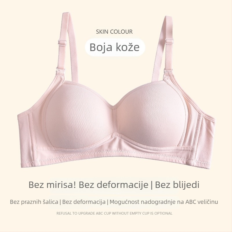 Djevojački grudnjak od pamuka s oblikovanim košaricama, bez žice, stražnje troredno zatvaranje, odvojive dvostruke naramenice, 3/4 košarice
