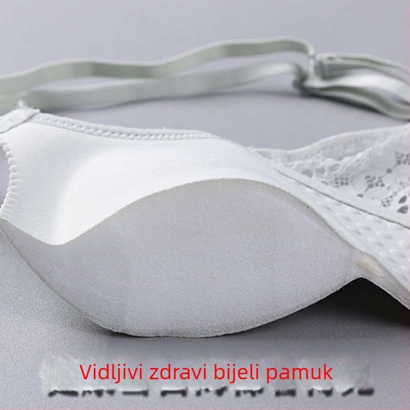 Bežični grudnjak s 8 cm jastučićem, za povećanje malog dojka, križaste naramenice i čipka, glatko leđa, A veličina