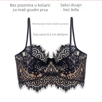 Čipkasti grudnjak, 3/4 šalica, ultratanki kalup, fiksne dvostruke naramenice, skuplja i laskavo oblikuje leđa