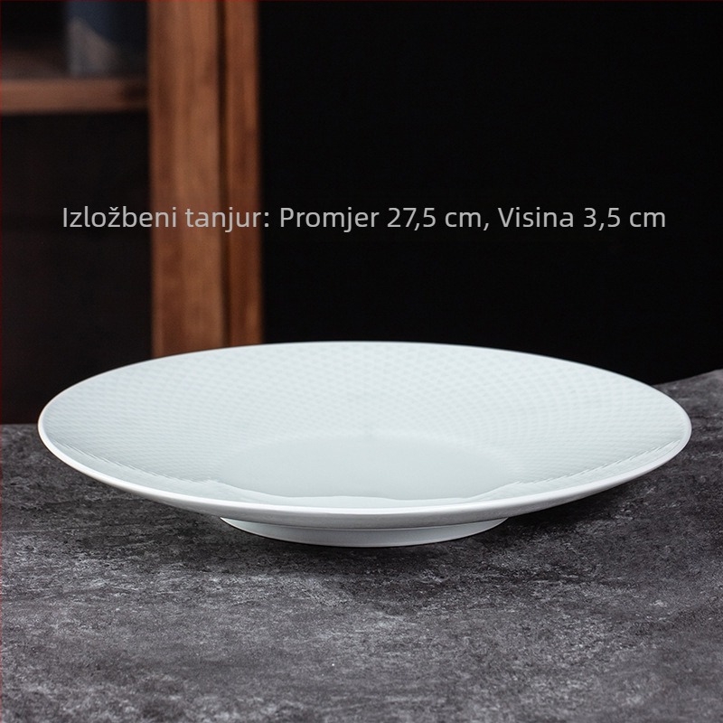 Porcelanski hotelski servis za stolovanje, underglaze color, prugasti uzorak, 9-dijelni set