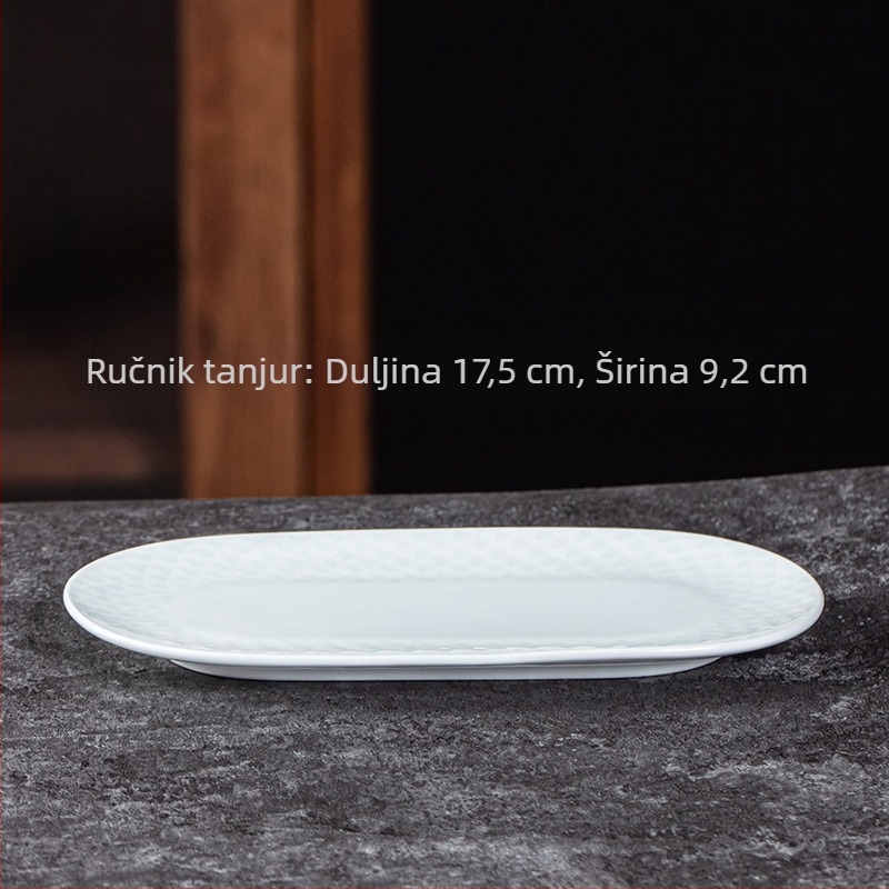 Porcelanski hotelski servis za stolovanje, underglaze color, prugasti uzorak, 9-dijelni set