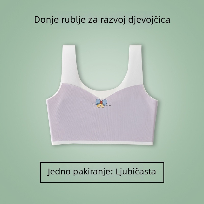 Djevojački bezšivni tube top bez naramenica, jednopodoban, za uzrast 7–12 godina