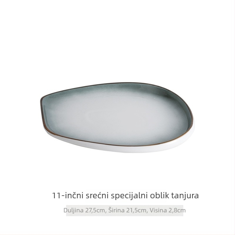 Nepravilna tanjura za parenu ribu – keramnički tanjur od novog kostnog porculana, gradijentni uzorak, kineski stil, za prezentacije u restoranima