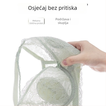Čipkasti grudnjak s košaricom 3/4, prozračan najlon-spandeks materijal, bez oblikovne šalice (moldless), čvrsti dvostruki remeni, stražnje tri serije kopči, udoban i podržavajući