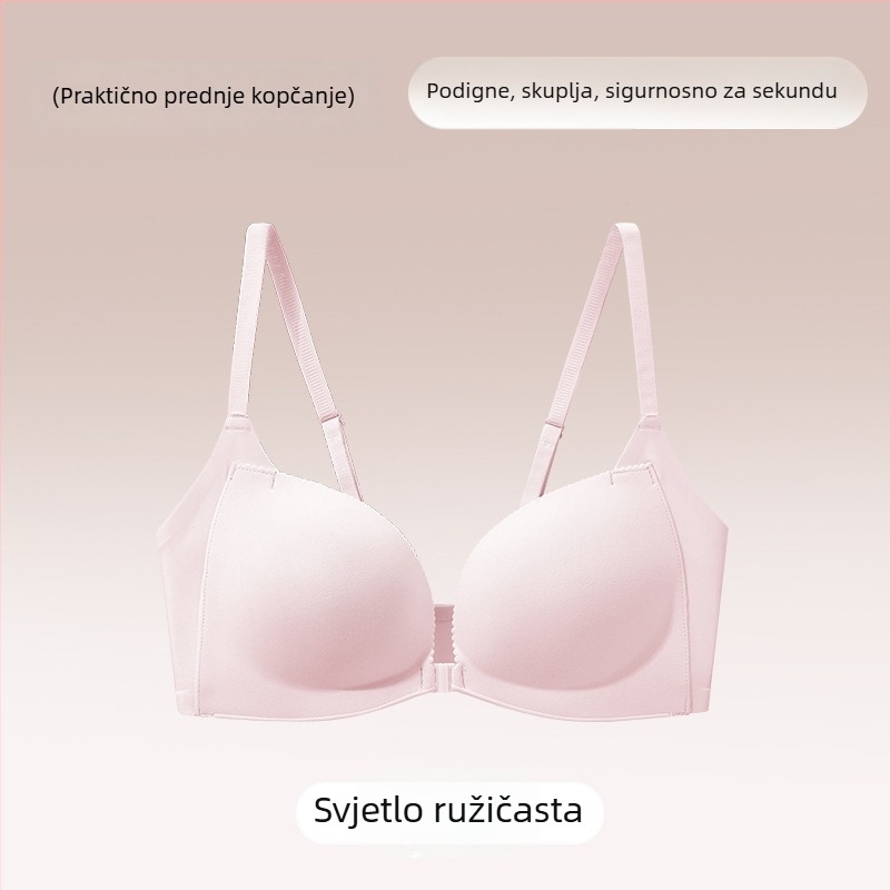 Najlonski grudnjak s prednjim zatvaračem, bez leđa, Push-Up, 3/4 cup, jastučići od spužve, bez žice