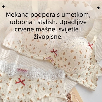 Najlon grudnjak s francuskom cvjetnom čipkom i tiskom; košarica s tankim gornjim dijelom i debelim donjim dijelom; čvrste naramenice; stražnje četiri reda kopči; podstava s 30–50% spandexa.