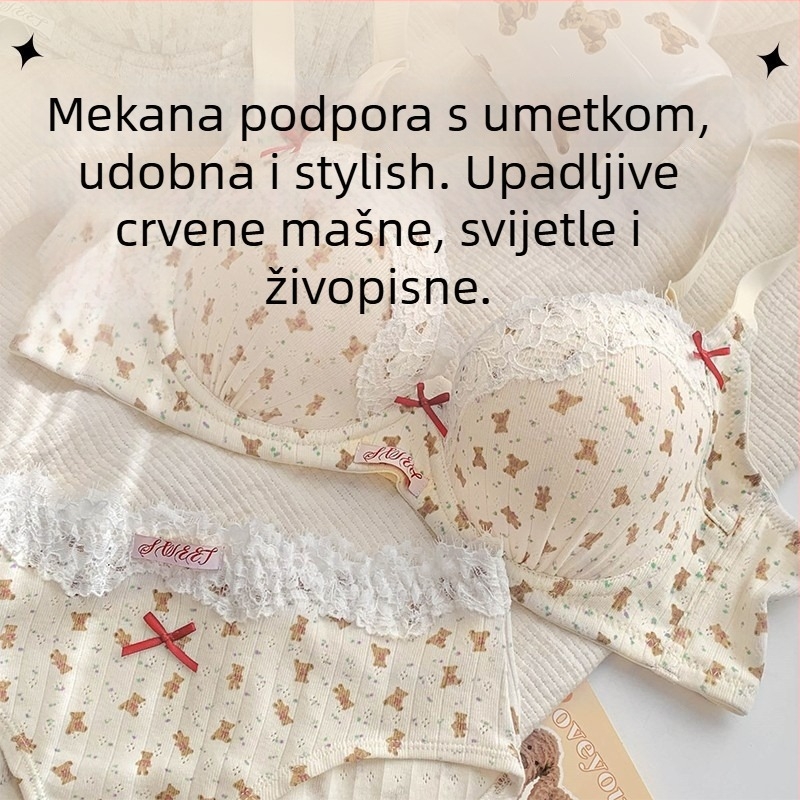 Najlon grudnjak s francuskom cvjetnom čipkom i tiskom; košarica s tankim gornjim dijelom i debelim donjim dijelom; čvrste naramenice; stražnje četiri reda kopči; podstava s 30–50% spandexa.
