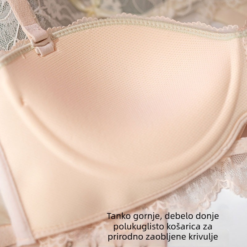 Slatka crvena čipkasta grudnjak bez naramenica s push-up učinkom