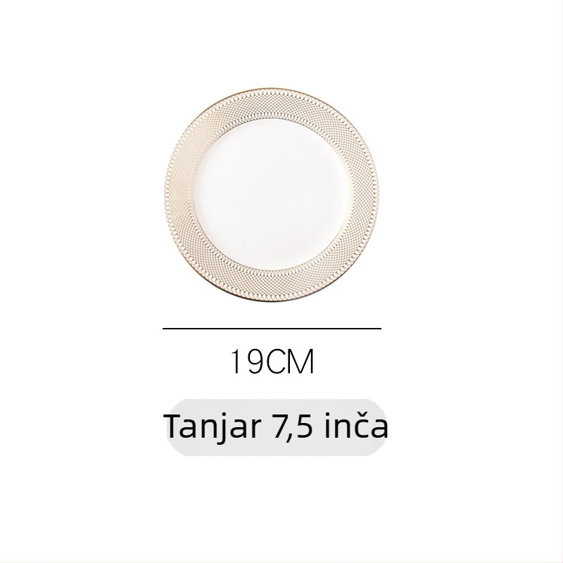 Porcelanski plosnati tanjur, kružni tanjur za jelo, promjer 24–24,9 cm, višestruki uzorci, svijetli luksuzni stil