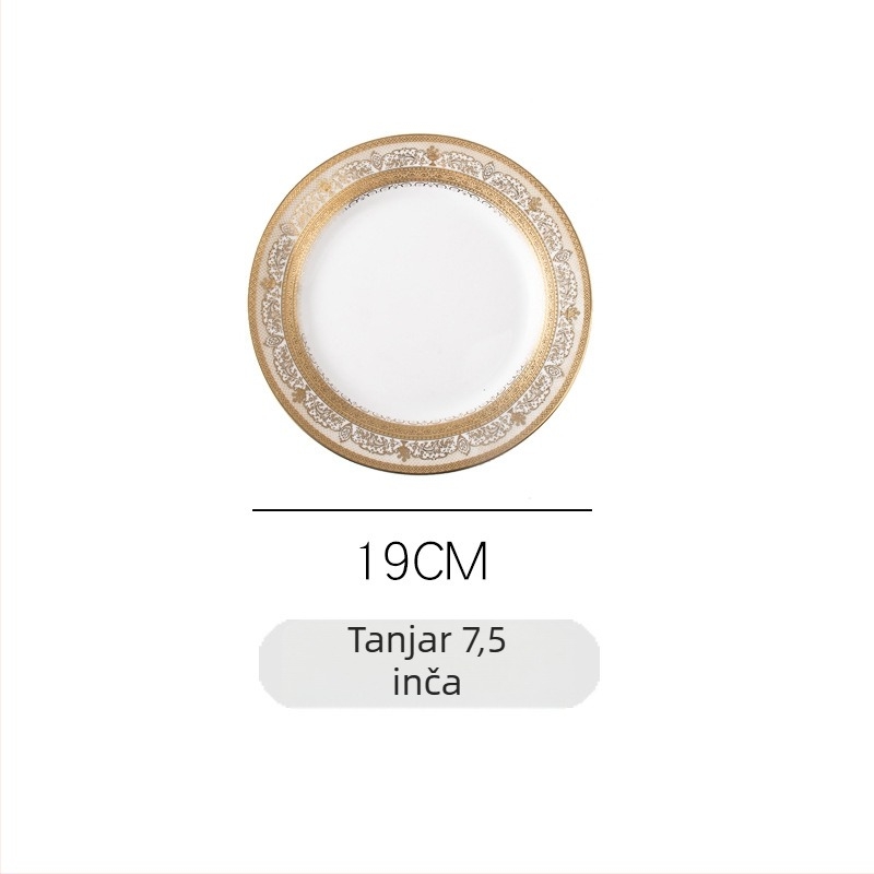 Porcelanski plosnati tanjur, kružni tanjur za jelo, promjer 24–24,9 cm, višestruki uzorci, svijetli luksuzni stil