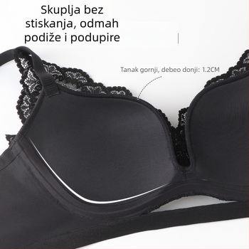 Francuski čipkasti grudnjak za manje grudi, seksi stil, bez žice, podizanje i oblikovanje, 3/4 košarica