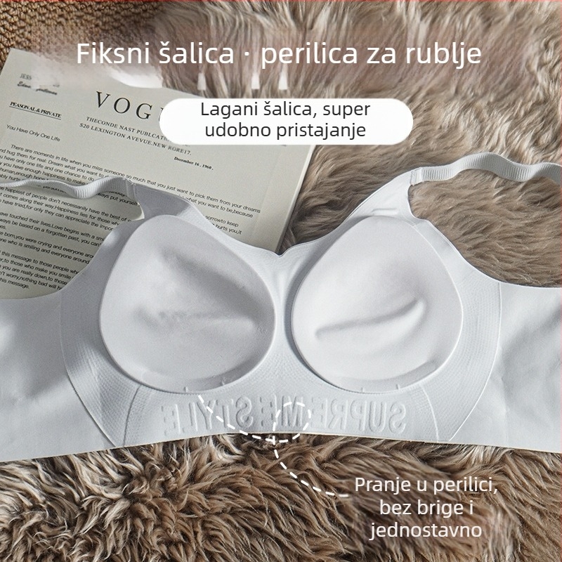 Grudnjak za velike veličine od najlona, push-up, bezšivni, 3/4 košarica, fiksna cupa, bočna potpora, protiv opuštanja, jesen-zima