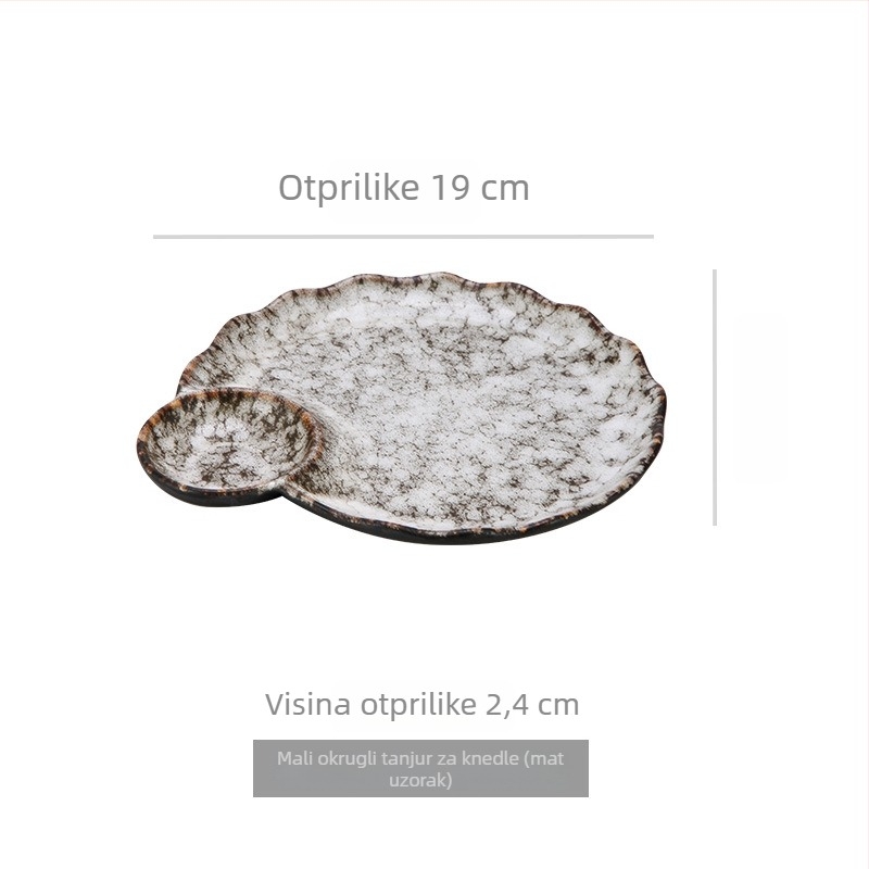 Light Luxury Retro Porcelanski tanjur za dumplings s octovim posudom, sektor oblik, mikrovalna sigurnost, otisak logotipa, mogućnost prilagodbe