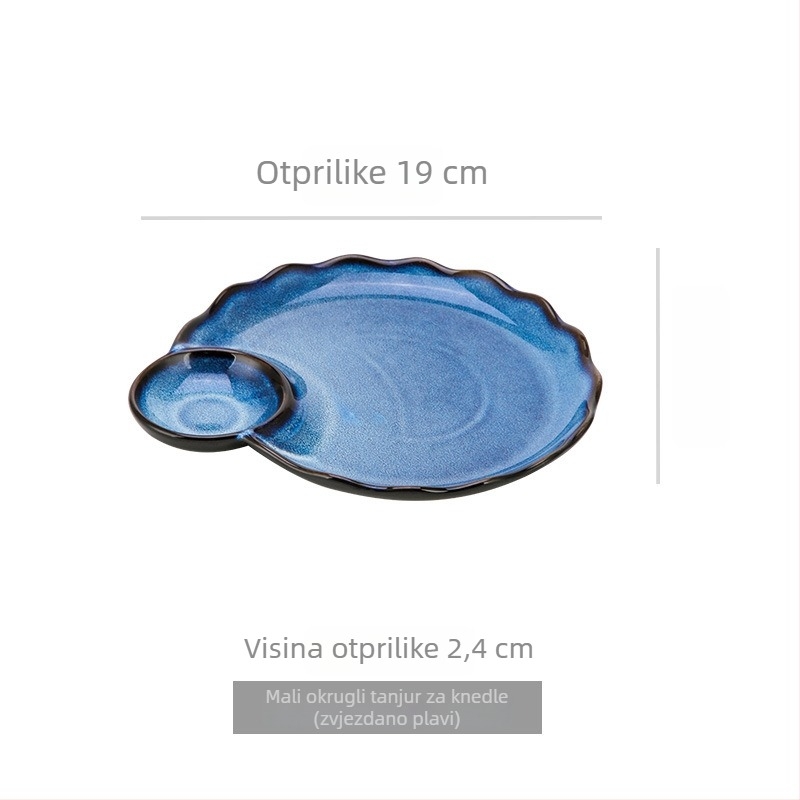 Light Luxury Retro Porcelanski tanjur za dumplings s octovim posudom, sektor oblik, mikrovalna sigurnost, otisak logotipa, mogućnost prilagodbe