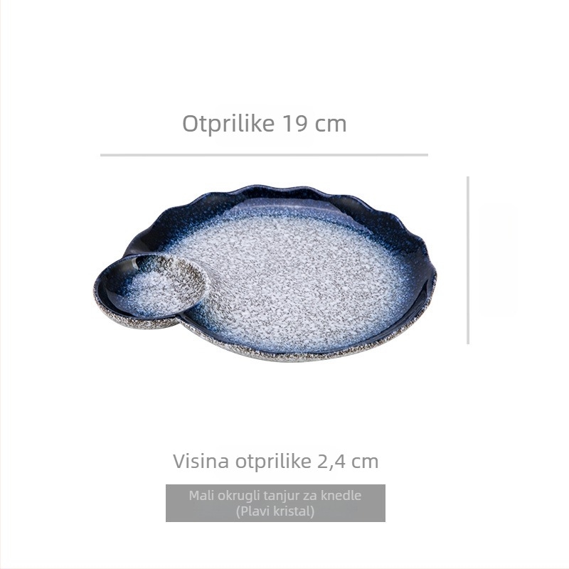 Light Luxury Retro Porcelanski tanjur za dumplings s octovim posudom, sektor oblik, mikrovalna sigurnost, otisak logotipa, mogućnost prilagodbe