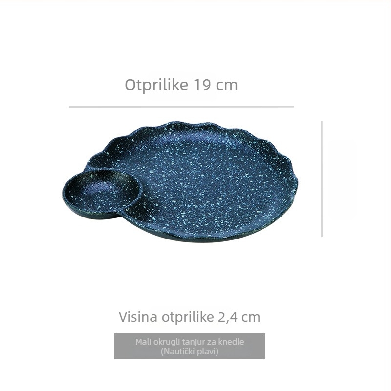 Light Luxury Retro Porcelanski tanjur za dumplings s octovim posudom, sektor oblik, mikrovalna sigurnost, otisak logotipa, mogućnost prilagodbe