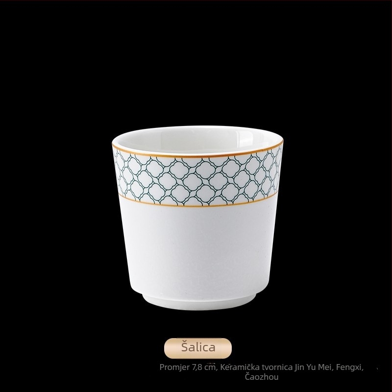 Set za hotelsku stolnu postavu od porcelana, geometrijski dizajn visoke klase, glazurna boja iznad glazure, prilagodljivo