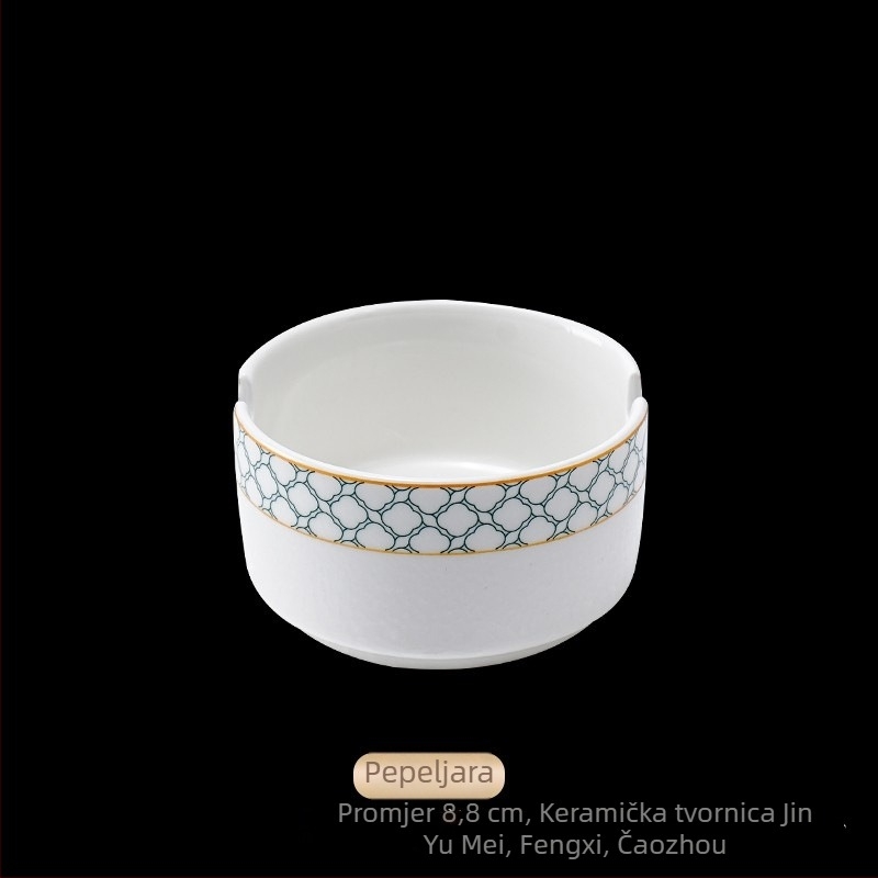 Set za hotelsku stolnu postavu od porcelana, geometrijski dizajn visoke klase, glazurna boja iznad glazure, prilagodljivo