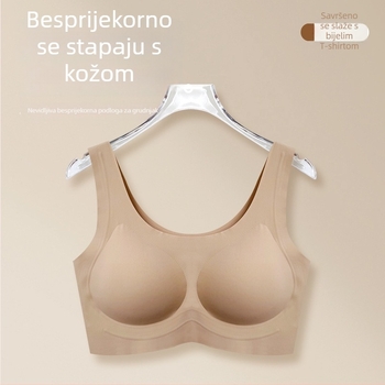 Bešavni grudnjak s mekanom potporom, 3/4 košarica, tan oblikovan košarica, glavni materijal: najlon, podstava: spandeks 30–50%