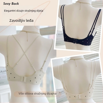 Push-Up bežični set grudnjaka s točkicama, 3/4 cup, glavni materijal najlon; podstava spandex 30–50%; bez žice; stražnje dvostruko kopčanje; prozračan