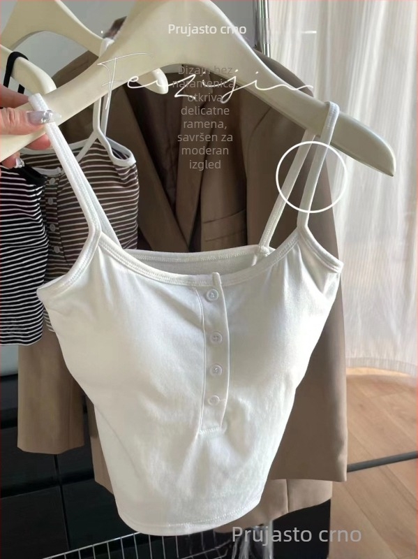 Pamučni top s tankim naramenicama, okrugli izrez, 90–95% pamuka, 181–200 g/m2, za sve sezone