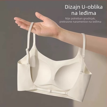 Ženski grudnjak bez naramenica s U-oblikom leđa, bez šavova, tanke košarice s laganim podstavkom