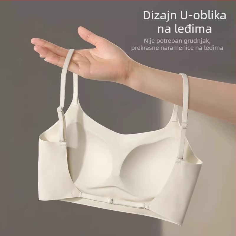 Ženski grudnjak bez naramenica s U-oblikom leđa, bez šavova, tanke košarice s laganim podstavkom