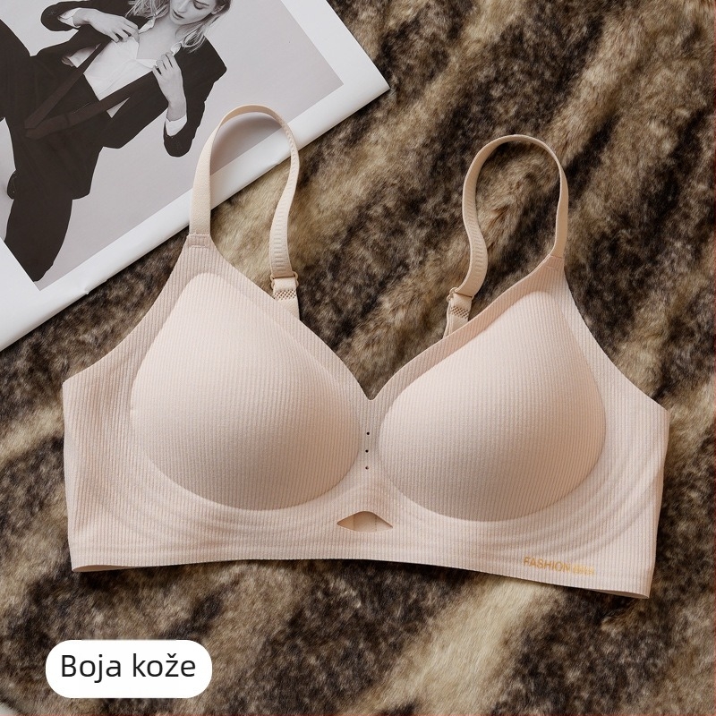 Bežični grudnjak s mekom podrškom, bezšivni košarice, polufiksirane košarice, push-up, lijep leđa, udoban za nošenje